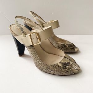 Snake Print Open-Toe Heel